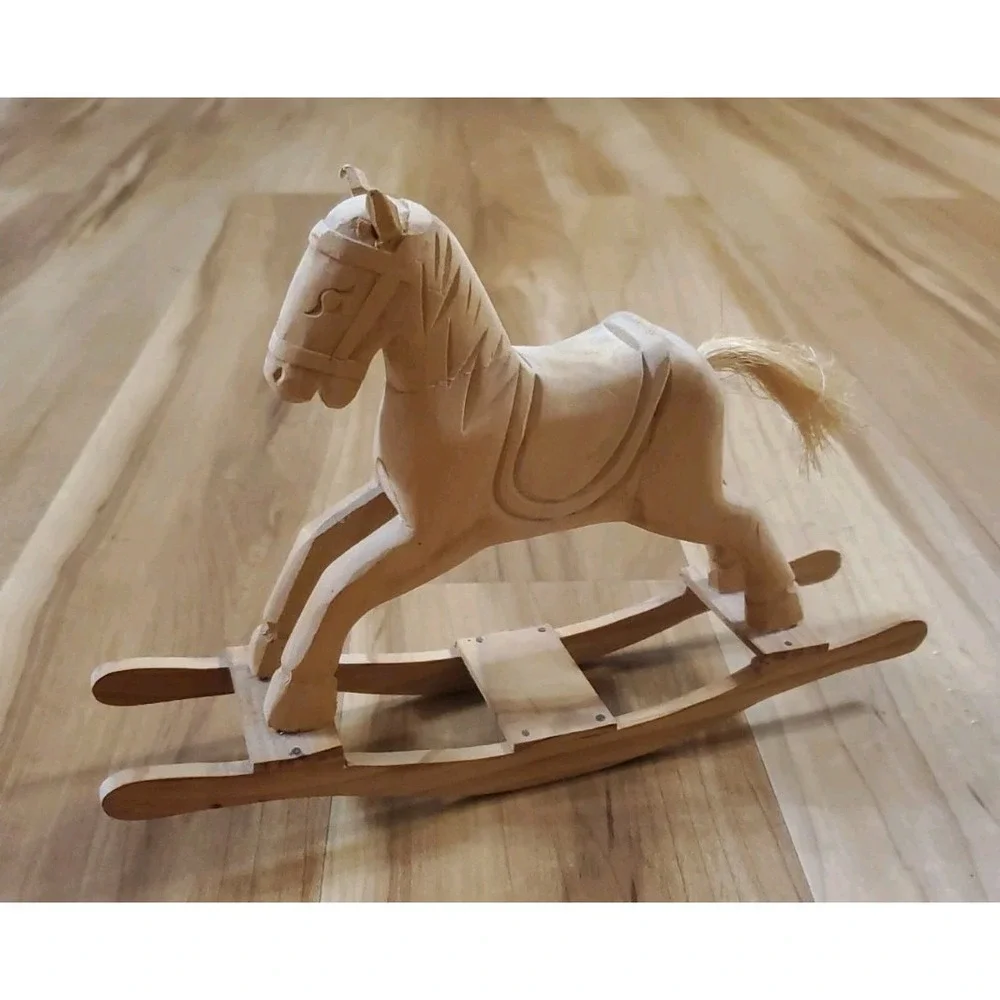 Vintage Handmade Wood Table Rocking Horse 10